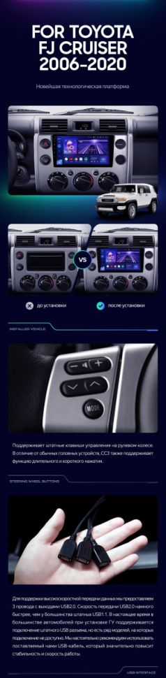 Штатная магнитола Teyes CC3 2K 4/32 Toyota FJ Cruiser J15 (2006-2020)