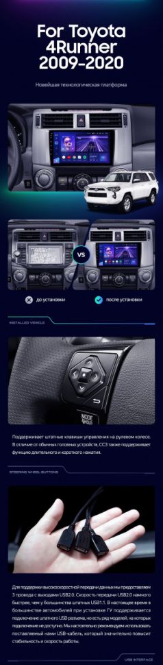 Штатная магнитола Teyes CC3 2K 360 6/128 Toyota 4Runner 5 N280 (2009-2020)