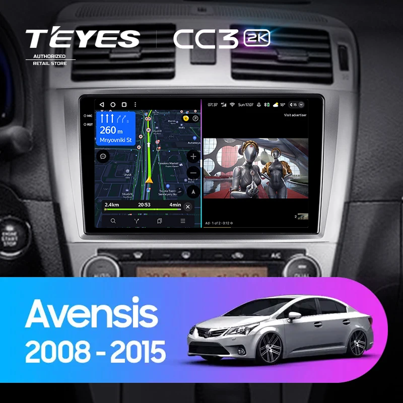 Штатная магнитола Teyes CC3 2K 360 6/128 Toyota Avensis 3 (2008-2015) F1