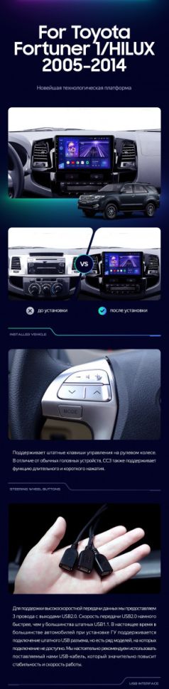 Штатная магнитола Teyes CC3 2K 4/32 Toyota Fortuner (2008-2014) F1