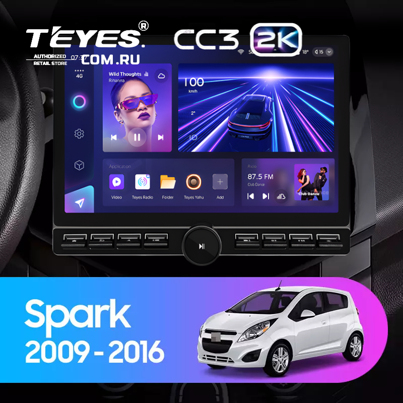 Штатная магнитола Teyes CC3 2K 6/128 Chevrolet Spark M300 (2009-2016) F1 (13" с кнопками)