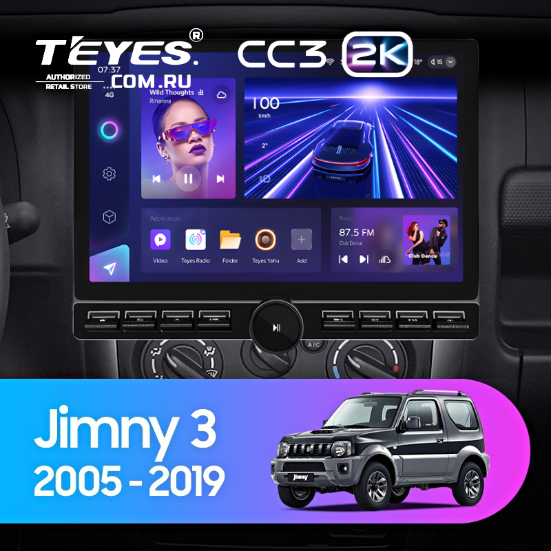 Штатная магнитола Teyes CC3 2K 6/128 Suzuki Jimny 3 (2005-2019) (13" с кнопками)