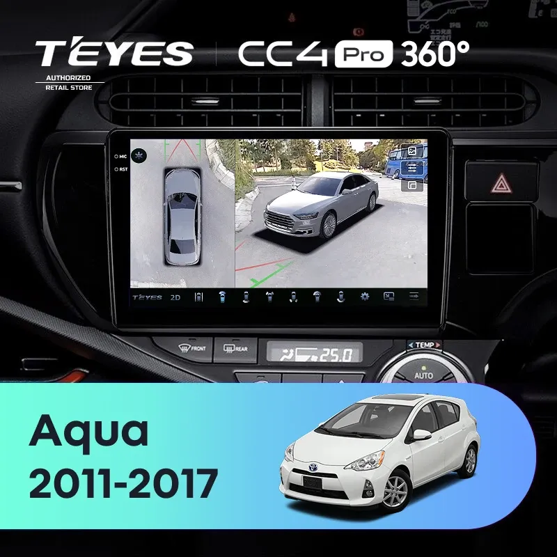 Штатная магнитола Teyes CC4 Pro 360 12/256 Toyota Aqua (2011-2017) правый руль