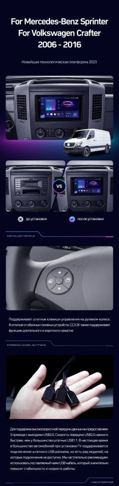 Штатная магнитола Teyes CC3 4/32 Mercedes-Benz Sprinter (2006-2016) F2