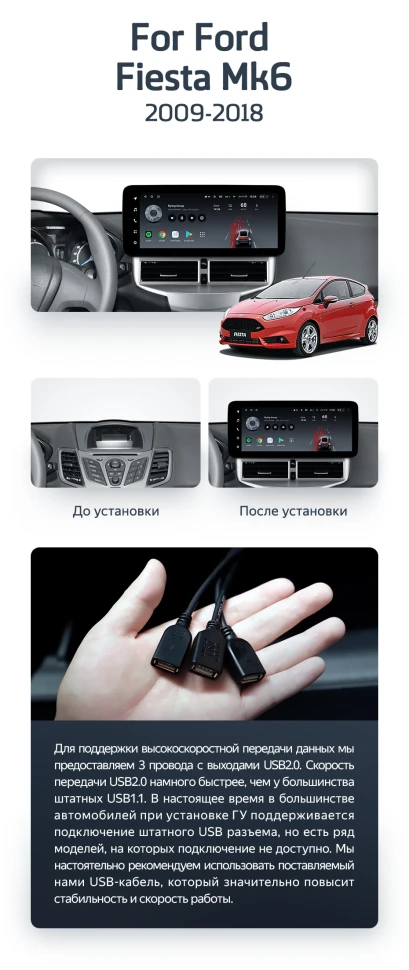 Штатная магнитола Teyes LUX ONE 4/32 Ford Fiesta Mk 6 (2009-2012) Тип-A