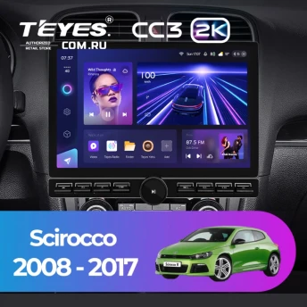 Штатная магнитола Teyes CC3 2K 6/128 Volkswagen Scirocco (2008-2017) (13" с кнопками)