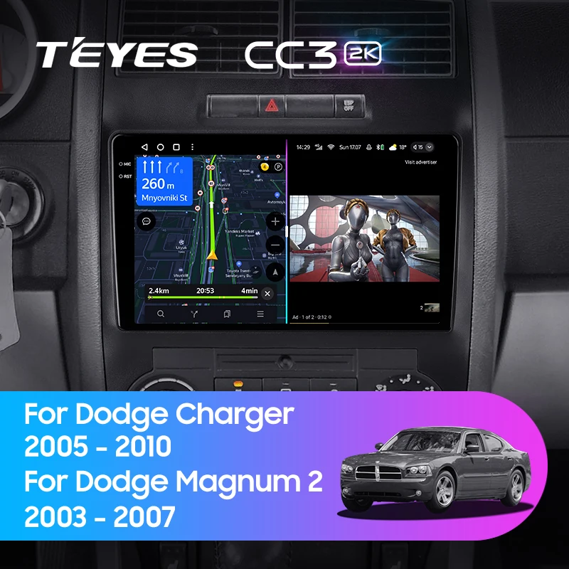 Штатная магнитола Teyes CC3 2K 6/128 Dodge Charger 6 LX (2005-2010)