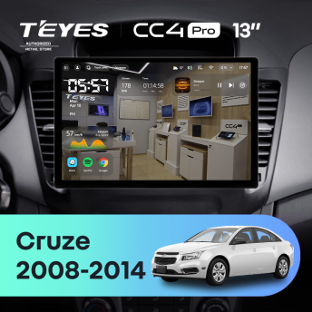 Штатная магнитола Teyes CC4 Pro 8/128 Chevrolet Cruze J300 (2008-2014) (13")