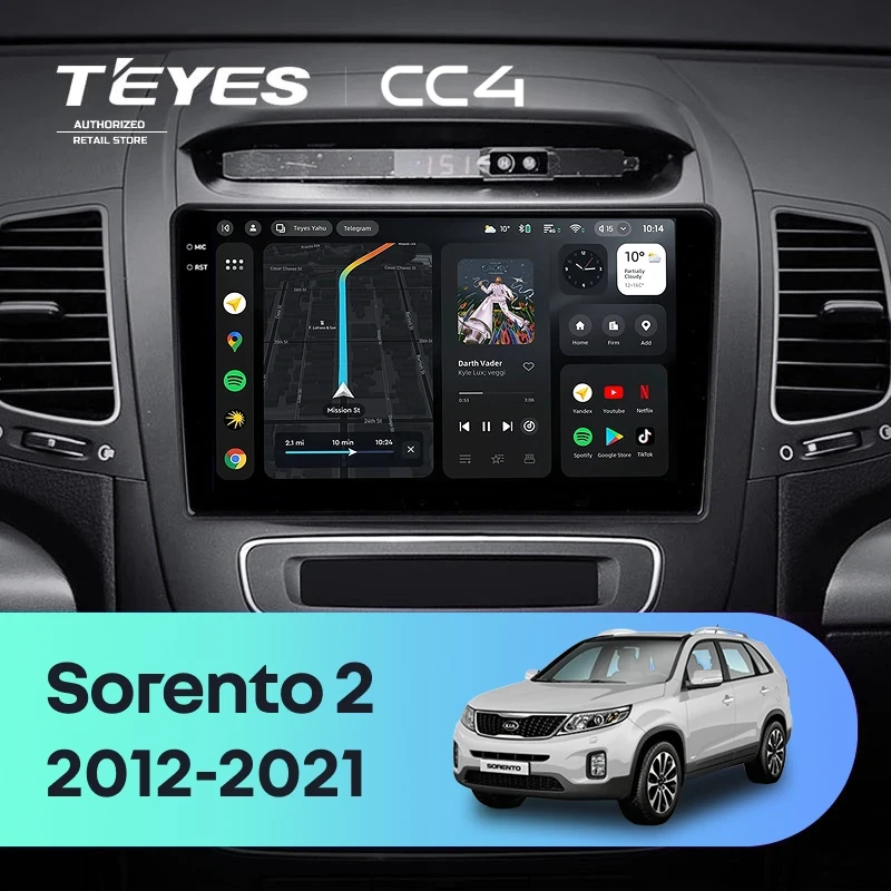 Штатная магнитола Teyes CC4 6/64 Kia Sorento 2 II XM (2012-2021) F2