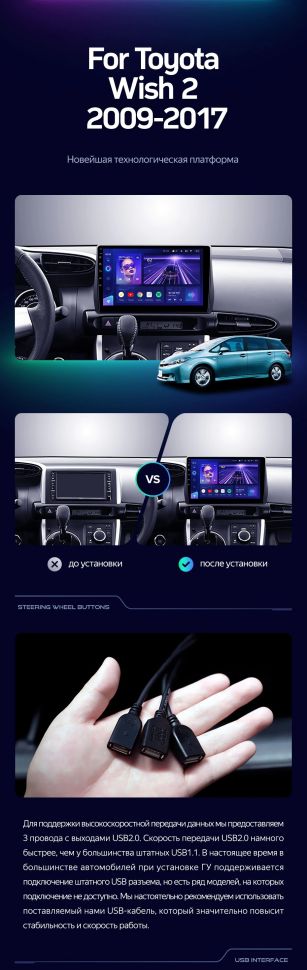 Штатная магнитола Teyes CC3 4/32 Toyota Wish 2 XE20 (2009-2017)
