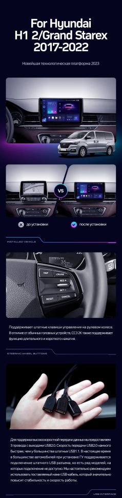 Штатная магнитола Teyes CC3 4/32 Hyundai H1 2 Grand Starex TQ (2017-2022)