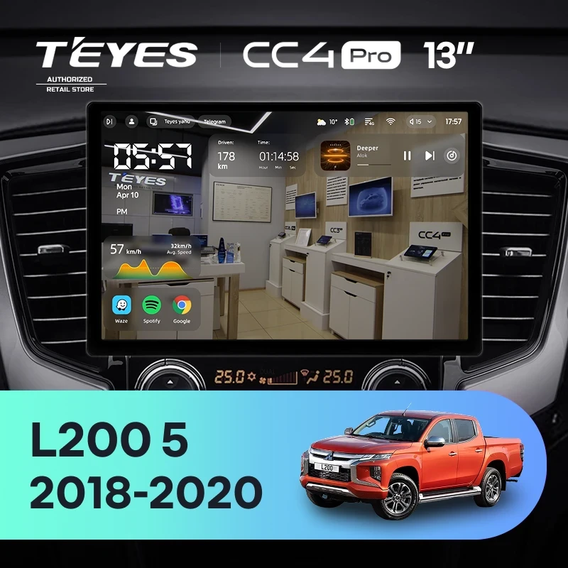 Штатная магнитола Teyes CC4 Pro 8/128 Mitsubishi L200 5 (2018-2020) F2 (13")